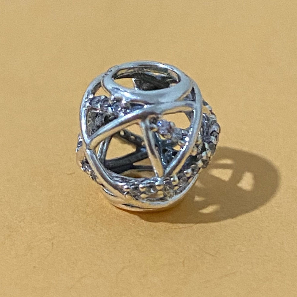 Pandora Sparkling Lines Openwork Charm , New . - image 7